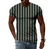 Summer Fashion Stripes Pattern Men T-shirts Casual Personality Cool Style Printing Tees Trend Simple O-neck Short Sleeve Tops