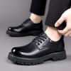 Shoes Men Lace Up Oxfords Fashion Casual Leather Men Dress Business Shoes British Breathable Groom Platform Wedding Shoes Men