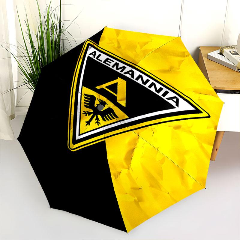 1 PC Automatic Folding Umbrella - Alemannia Aachen Pattern, Portable & Foldable Design with 8 Ribs, Christmas Birthday Gifts