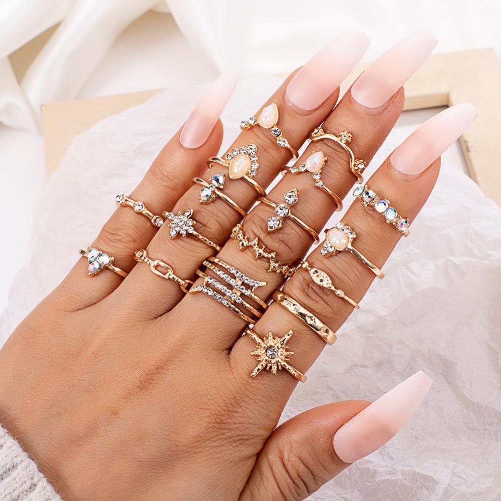 1Set Lady Bohemian style alloy zirconia ring set of jewelry pieces