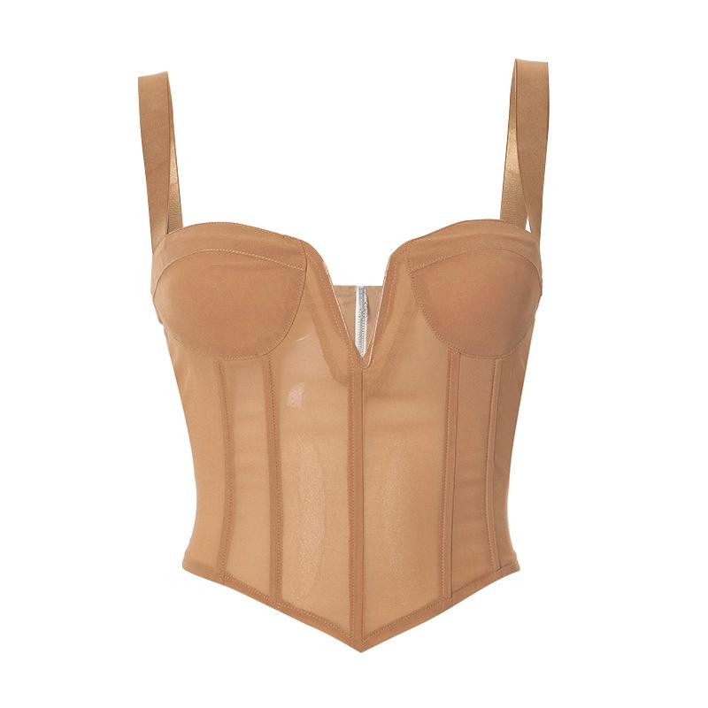 Шифоновый лоскутный женский корсет на бретелях, укороченный топ, майки, прозрачная уличная одежда для вечеринок, клубов, фестивалей, летняя одежда