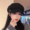 Fashion New Hat for Women Showing Their Faces Small Black Octagonal Hat Korean Style Autumn and Winter Versatile Painter Hat Duck Tongue Beret Trendy
