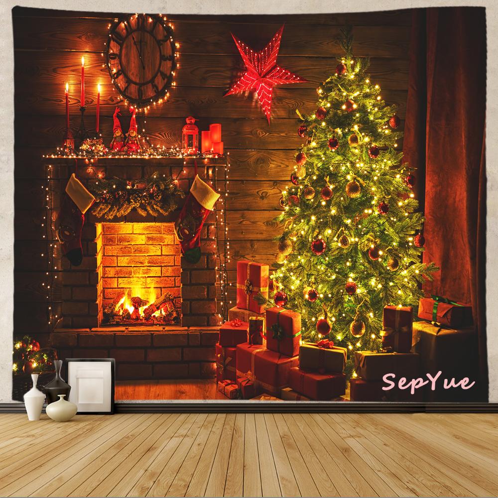 SepYue рождественские носки каминная елка праздничное украшение гобелен с принтом хиппи винтажный большой 3d тканевый настенный гобелен