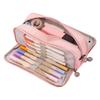 Pencil Pouch With 3 Compartments Large Capacity Double Opening Soft Canvas Dustproof Zipper Pencil