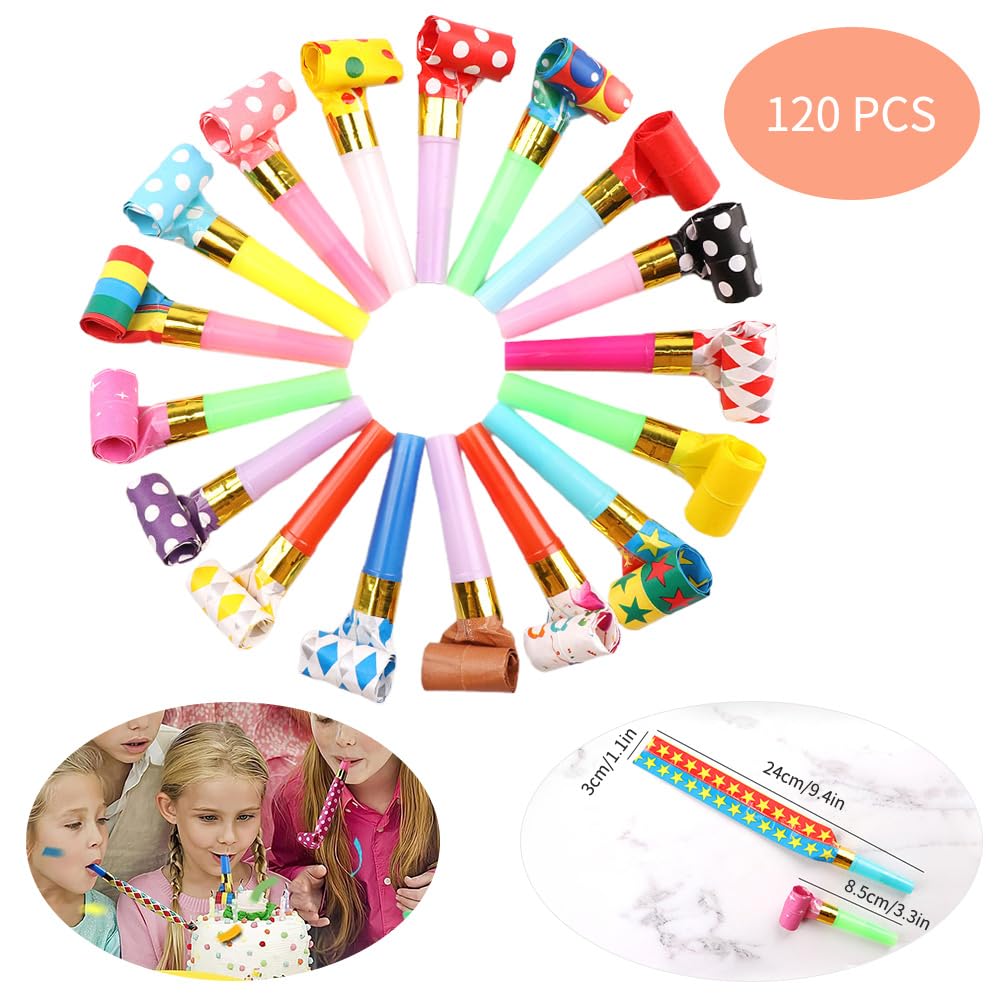 Набор из 120 разноцветных свистков для болельщиков и тренировок, фестивалей, игрушек, дней рождений, вечеринок, мероприятий.