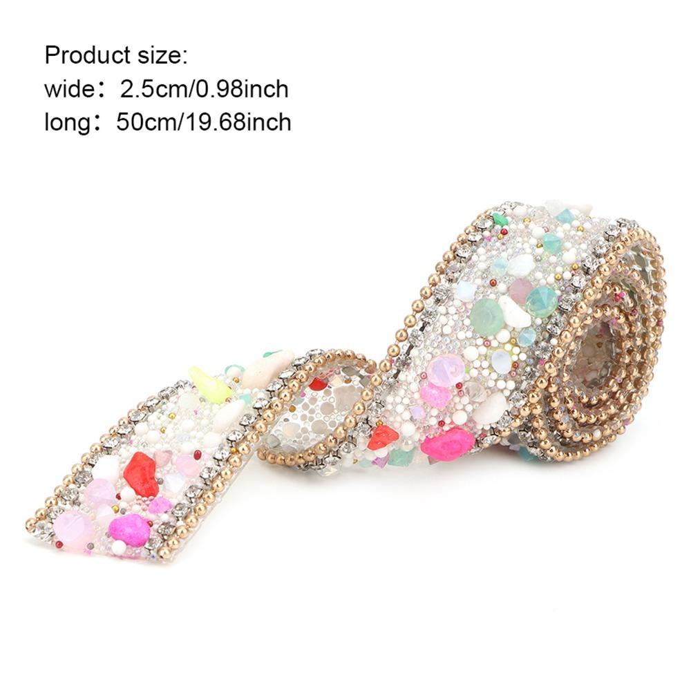 1pcs 50cm Length Crystal Rhinestones Ribbon Mesh Wrap Rhinestone Chain Trim DIY Craft Accessories