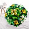 Stunning Stained Panel: Floral FantasyUmbrella, Portable 3-Fold Compact Umbrella for Men & Women Gift