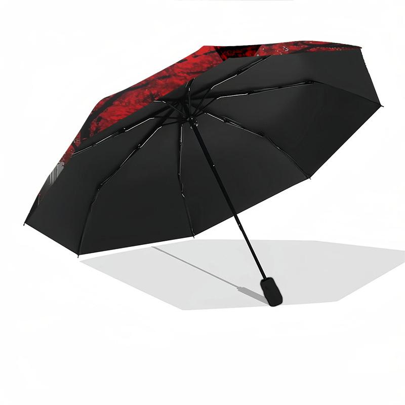 Autumnal Avenue Themed Automatic Opening and Closing Umbrella, Brightly Colored 8-rib Portable Umbrella, Suitable for Men and Women, A Perfe
