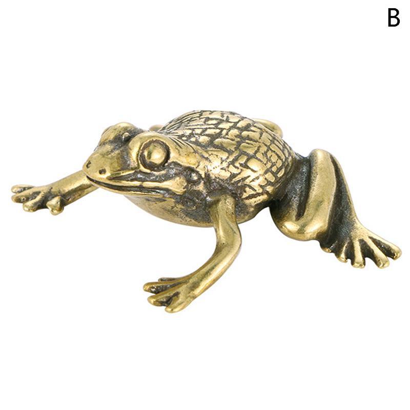 Solid Brass Lucky Rich Toads Frog Animal Statue Decor Tea Pet Bronze Ornaments Craft Collection NEW