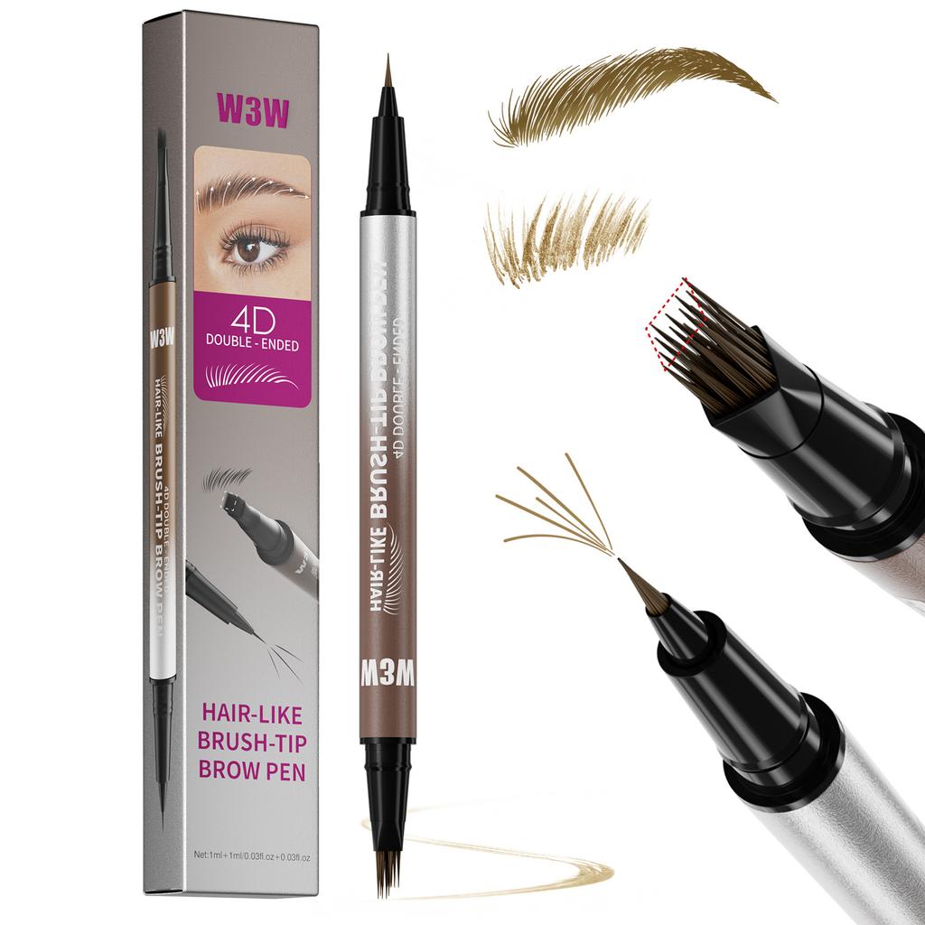 W3W Eyebrow Pencil Waterproof And Non-Smudging 4D Micro-Engraving Double-Headed Eyebrow Pencil Eyeliner 2In1 Liquid Eyebrow Pencil
