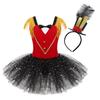 Kids Girls Halloween Circus Ringmaster Costume Dancewear with Steampunk Hat Carnival Copslay Outfit