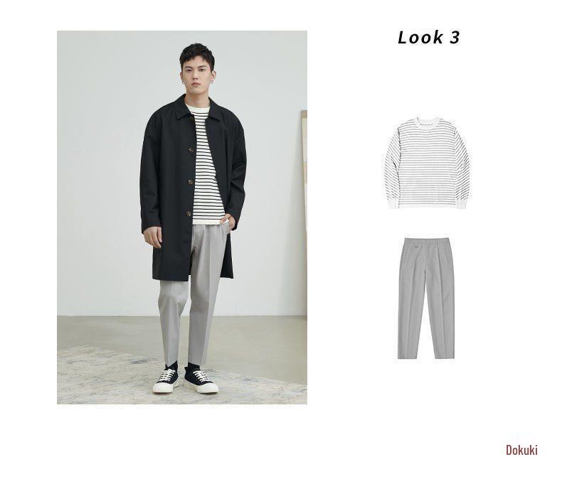 Мужской хаки тренч средней длины в стиле ситибой для больших размеров