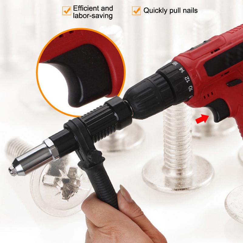 High-Powered Rivet Machine Tool Kit with Electric Rivet Gun Adapter 2.4mm to 4.8mm