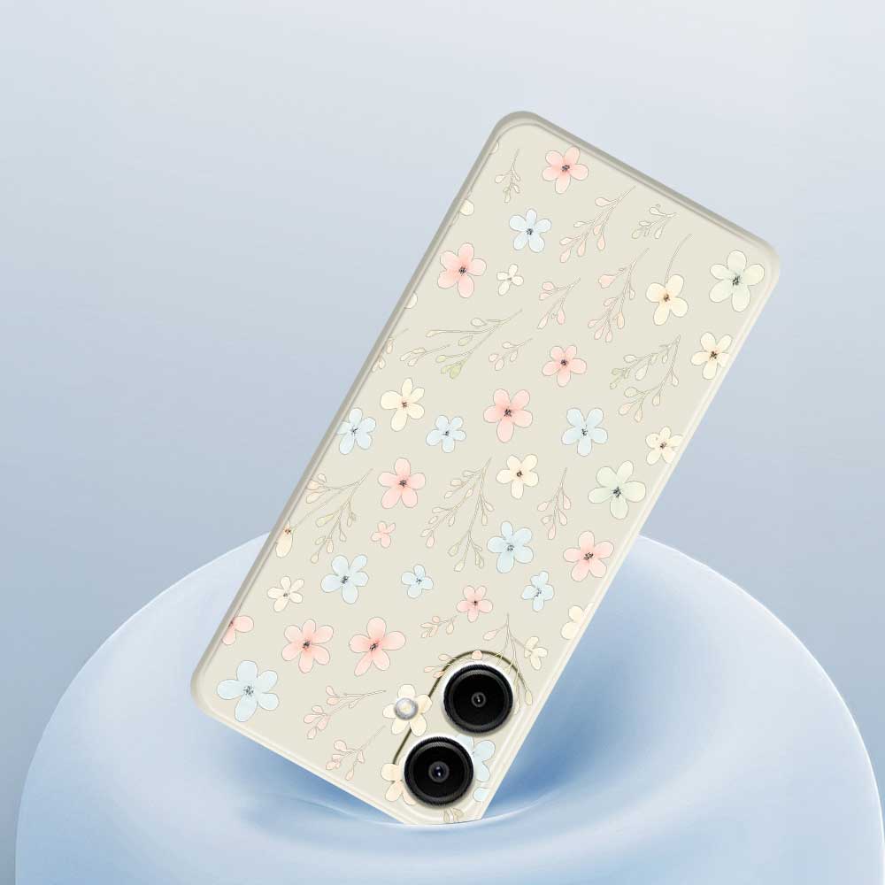 For Samsung Galaxy A07 4G Case Small Flower Branches Pattern Printing Straight Edge TPU Phone Back Cover