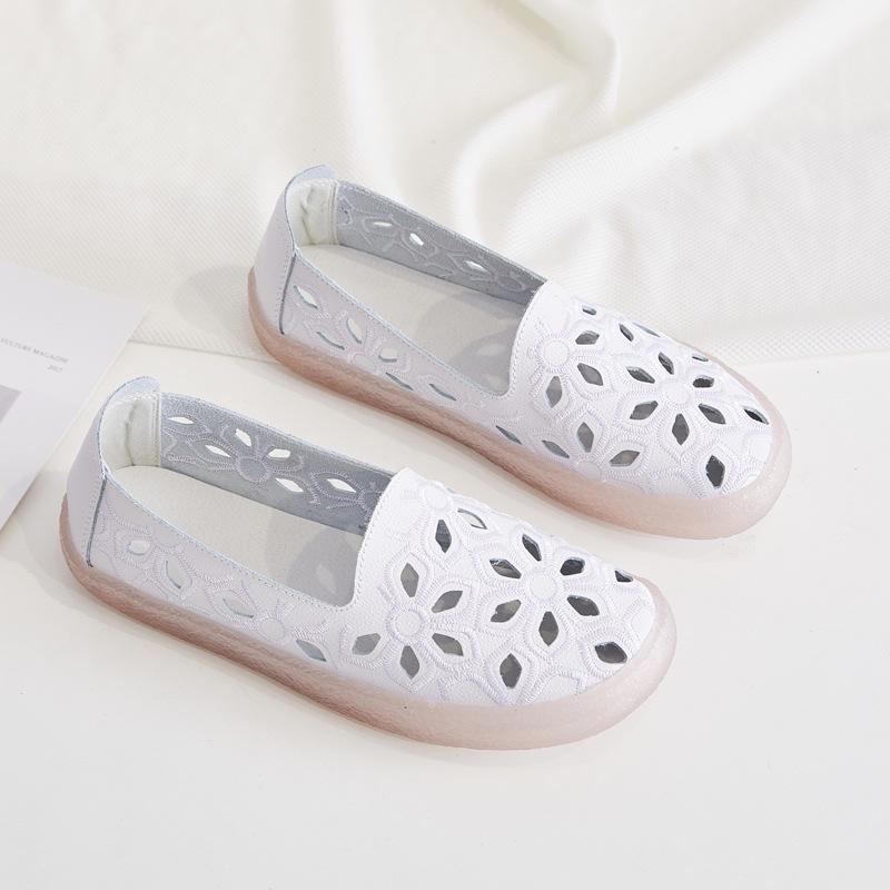 New Moccasins Women's Ballet Flats Summer Hollow Out Autumn Woman Loafers Leather Female Slip On Woman's Shoes Casual Size 35-43