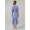 New Spring Summer Women's Elegant Striped Lapel Midi Dress