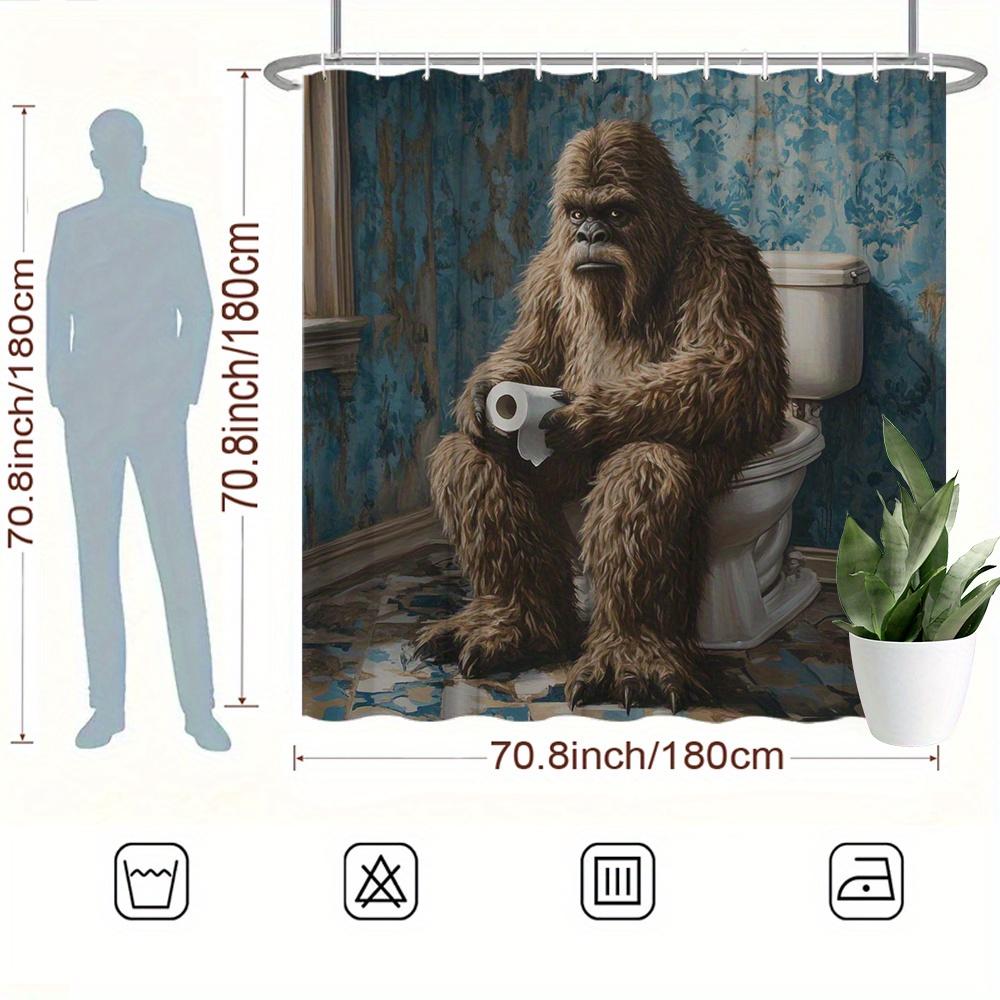 1pc Comical Bigfoot Shower Curtain Made of Polyester for Bathroom Decoration, Bathtub Divider with 12 Hooks, Measuring 70.8X70.8
