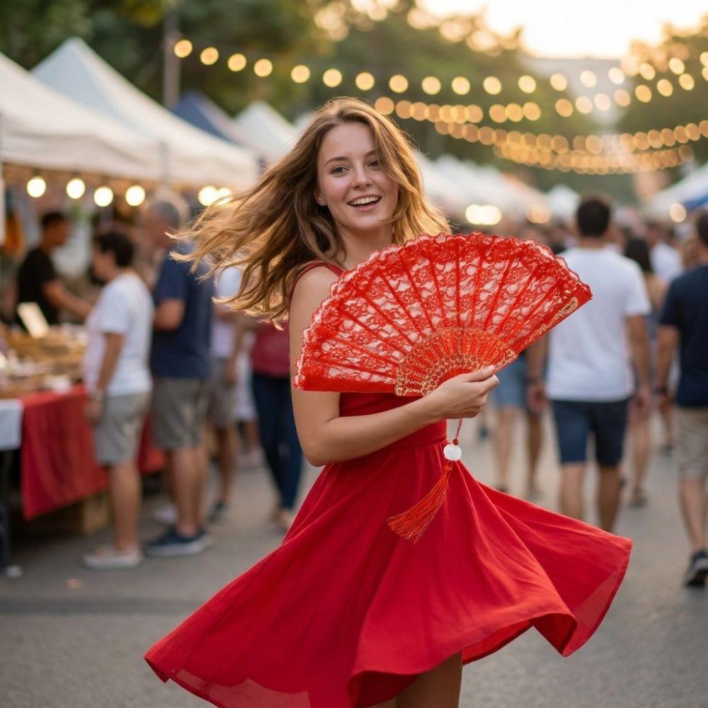 Flower Carving Chinese Style Fan with Tassel Dance Hand Fan Home Decoration