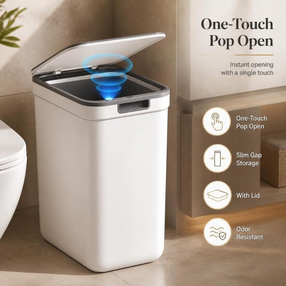 Odor-Sealing Waterproof Garbage Bin with Lid Living Room Dustbin Bathroom Trash Can Home Use