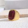 New 2024 Geometric Square Stone Vintage Ring Chunky Gold Color Trend Personality Jewelry Accessories for Women Girl