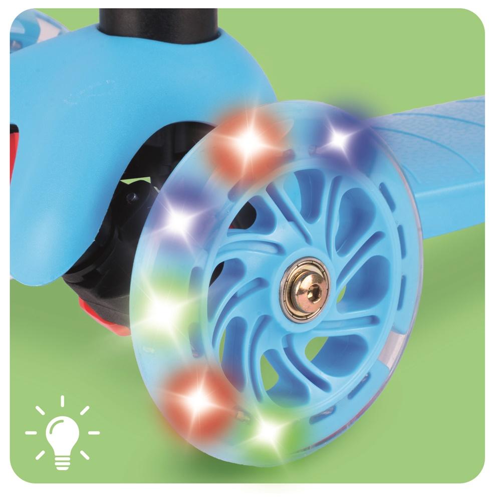 Adjustable Three-Wheel LED Scooter in Blue for Kids