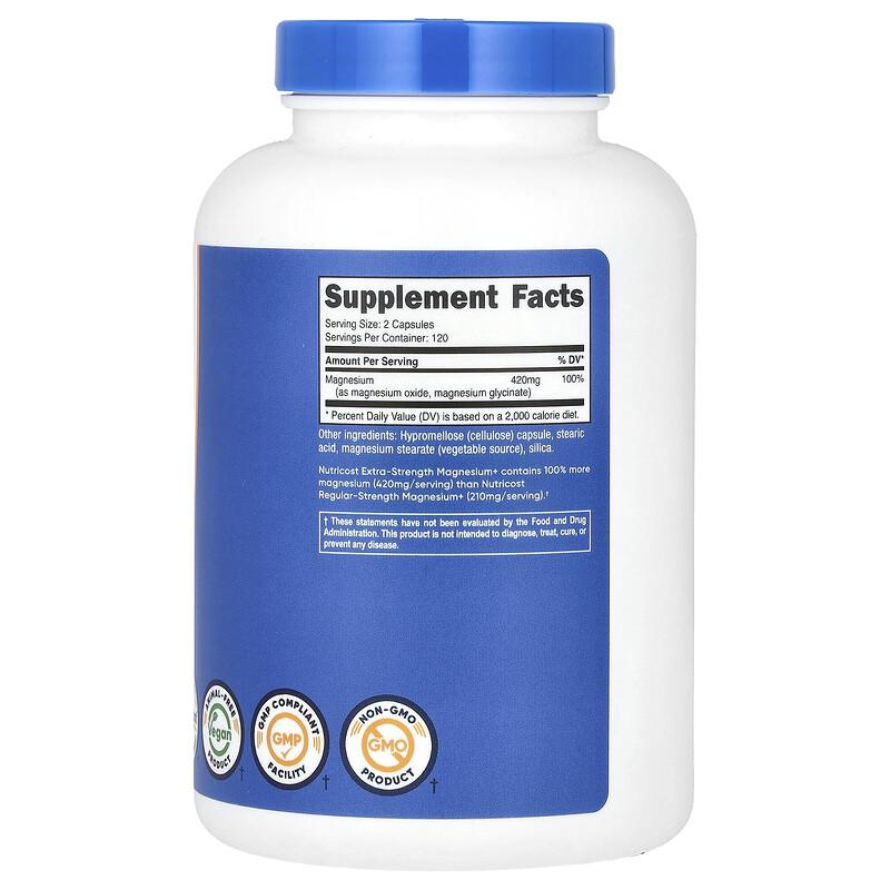 Magnesium+, Extra-Strength, 240 Capsules (210 mg per Capsule)