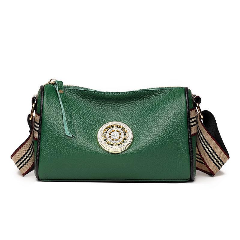 Женская одноплечевая сумка-мессенджер из натуральной кожи - Мода, сумка-подушка из коровьей кожи с широким ремнем CLE