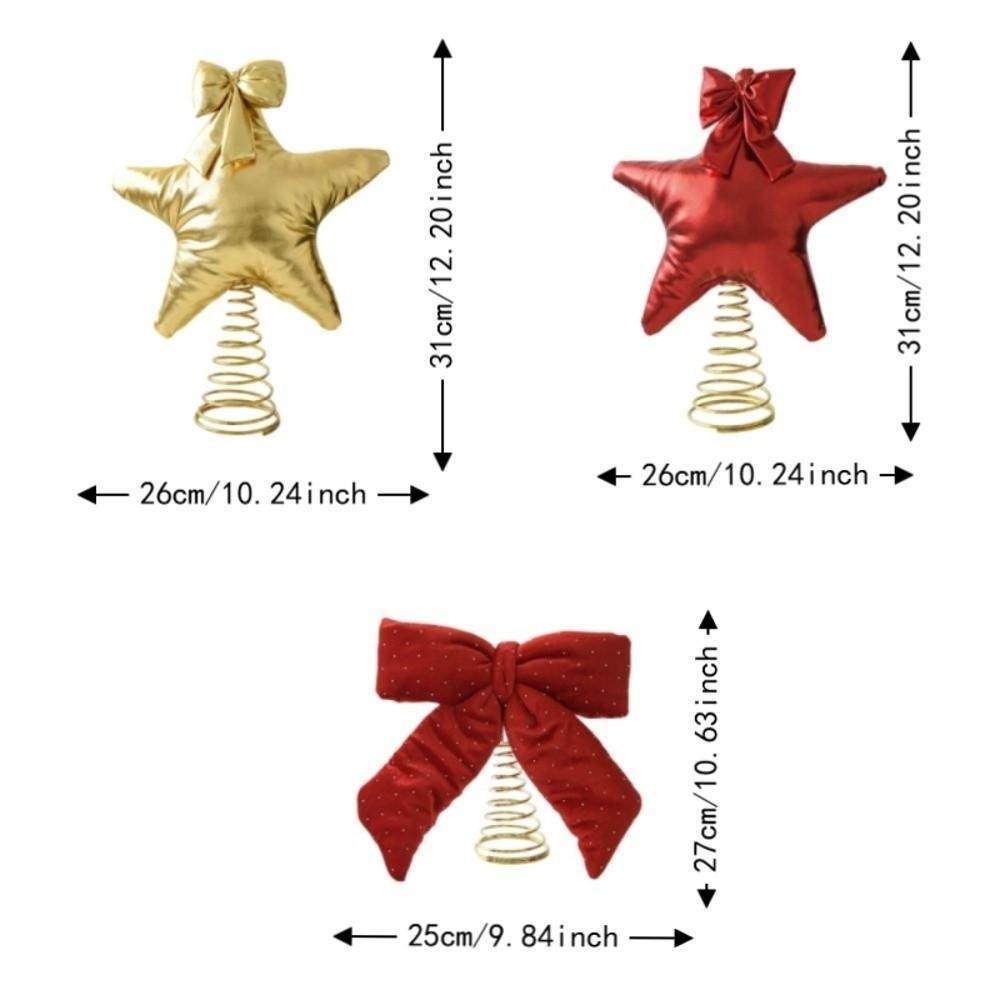 Shock Resistant Polka Dot Bow Tree Topper Cloth Christmas Tree Top Decoration Table Display