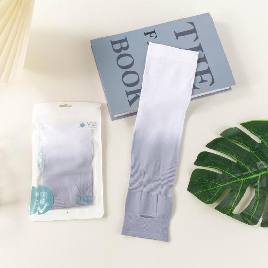 1 Pair Summer Ice Silk Arm Sleeves Gradient Color UV Sun Protection Breathable Elastic Men Women Outdoor Cycling Fishing Long Cooling Arm Cover