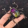 Радужный солнечный кварцевый кулон с друзами, медная проволока, обернутая ювелирными изделиями, кулон с жуком, кулон из медной проволоки, ювелирные изделия ручной работы, кулон с драгоценным камнем для подарка