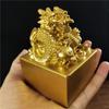 Golden Chinese Dragon Statues Figurine Big Imperial Jade Seal Resin Craft Feng Shui Year Zodiac Dragon Sculpture Home Decoration