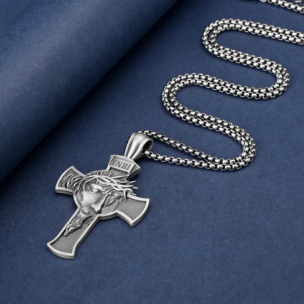 Retro Cross Pendant Necklace, European and American Hanging Tag Necklace, Sweater Chain, Cross Border Jewelry