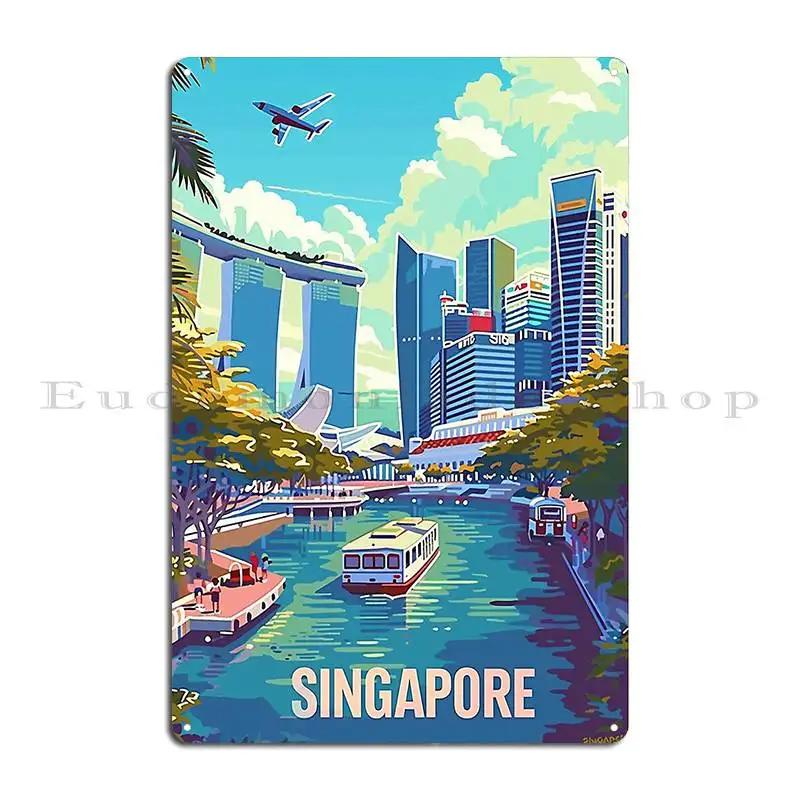 Singapore Travel Poster Perfect Gift For Travel Enthusiasts Metal Sign Personalized Club Wall Custom Tin Sign Poster
