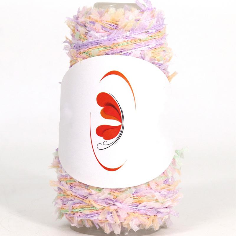 50G Rainbow Butterfly Paper Yarn Colorful Fancy Blend Partner Thread Hand Knitting Summer Baby Scarf Hat Doll Sweater Supplies