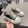 Women's Fashion Canvas Shoes Thick Sole Lace Up Flats Summer New Arrival Platform Running Shoes Board Shoes Zapatillas De Mujer