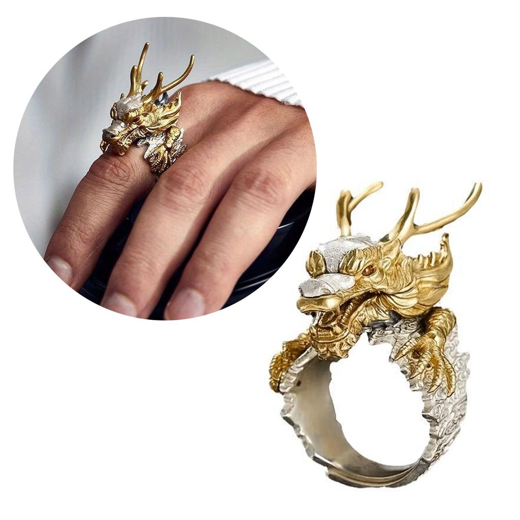 Eye Catching Alloy Dragon Ring Unique Adjustable Open Detail Fashionable Personality Charm Ring for Women Men