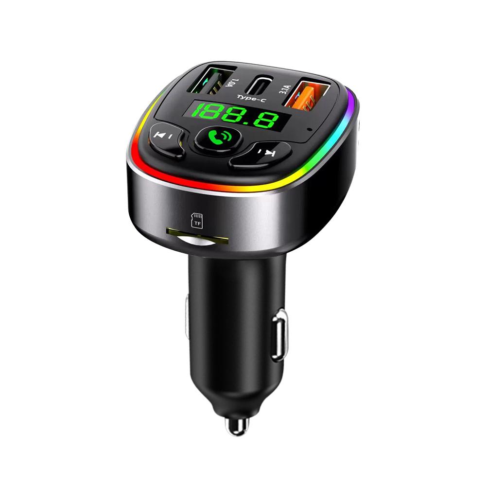 Автомобильный FM-модулятор с индикатором частот, Bluetooth с подключением к телефону, MP3, зарядка, трансмиттер