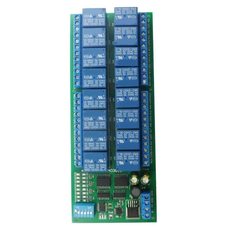 16-канальный релейный модуль RS485 с управлением Modbus RTU, плата управления умным домом для PTZ-камеры и управления двигателями
