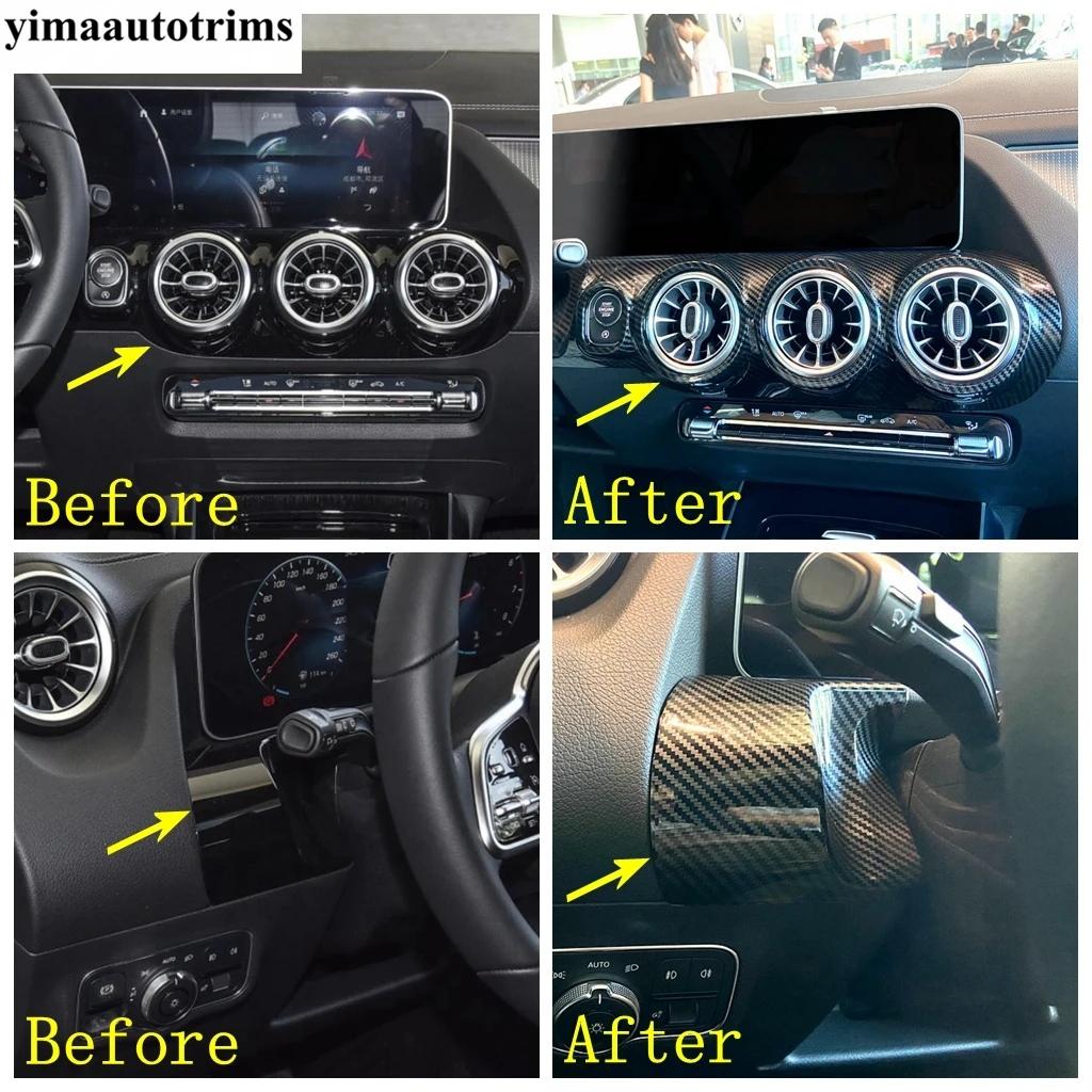 Автомобильная центральная приборная панель AC, вентиляционное отверстие, кольцевая накладка для Mercedes-Benz GLA 200 H247, аксессуары из углеродного волокна