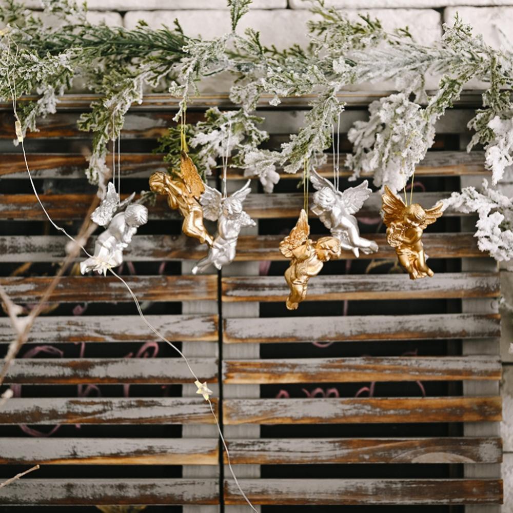 4 Pieces Clear Hanging Angels Ornaments For Christmas Holiday Tree Or Wedding Decoration 3 Inches DIY Winter Party Decor ADM