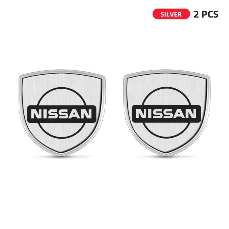 1/2pcs 3D Metal Car Styling Shield Emblem Badge Stickers For Nissan X-trail Qashqai Note Juke Sentra Patrol Almera Navara Leaf