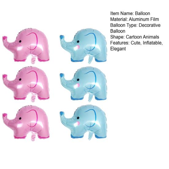6Pcs Elephant Foil Balloons Inflatable Cartoon Elephant Aluminum Film Balloon Animal Themed Party Supplies for Baby Shower Birthday Party