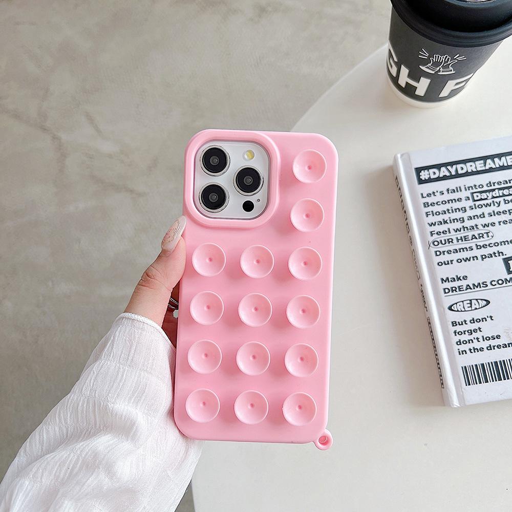 Suction Cup Soft Silicone Phone Case For iPhone 11 13 16 12 14 Pro 15 Pro Max Plus Anti-Slip Shockproof Bumper Candy Color Cover