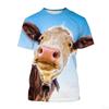 Funnny Cow Animal 3D Print Popular Outdoor Harajuku Short Sleeves Street Oversized Male Kids