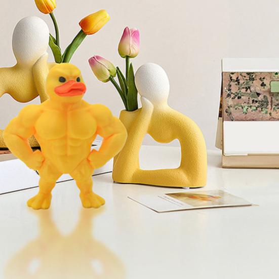 Мышца Утка Фигурка Мультяшная Утка Статуя Скульптура Животного Дом Офис