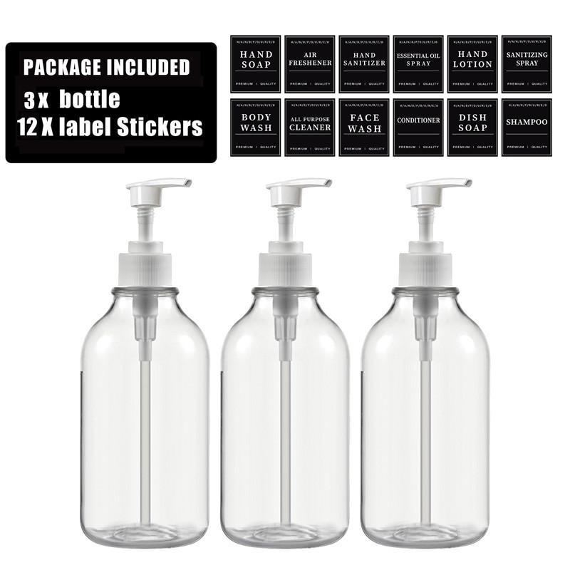 500 мл прозрачный флакон для лосьона многоразовый флакон с этикетками с настенными кронштейнами для флакона лосьона шампунь кондиционер