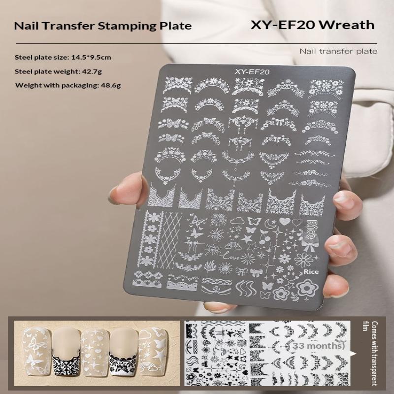 Nail Stamping Plate 1Pc Durable Stainless Steel Multi Design Nail Printing Tool for Manicure Lovers Home Use