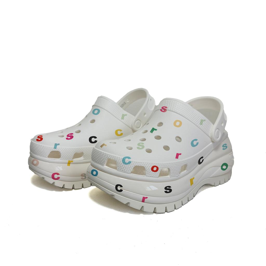 Crocs Mega Crush Clog White Colourful Halo Wheel Crocs EVA Casual Personality Fashion Hole Shoes Unisex White