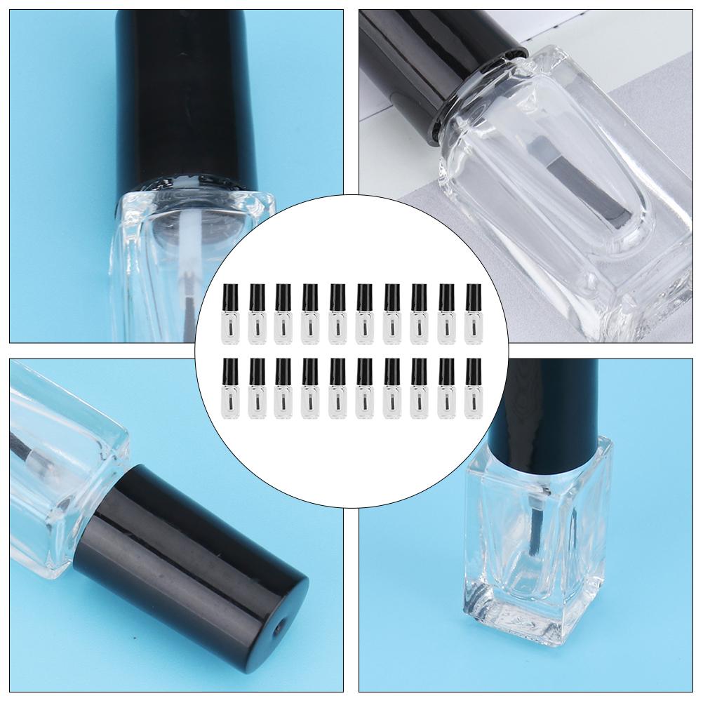 20 Pcs Empty Nail Polish Bottle Reusable Clear Varnish Gel Container Transparent Glass Bottles Portable Travel Size Refillable