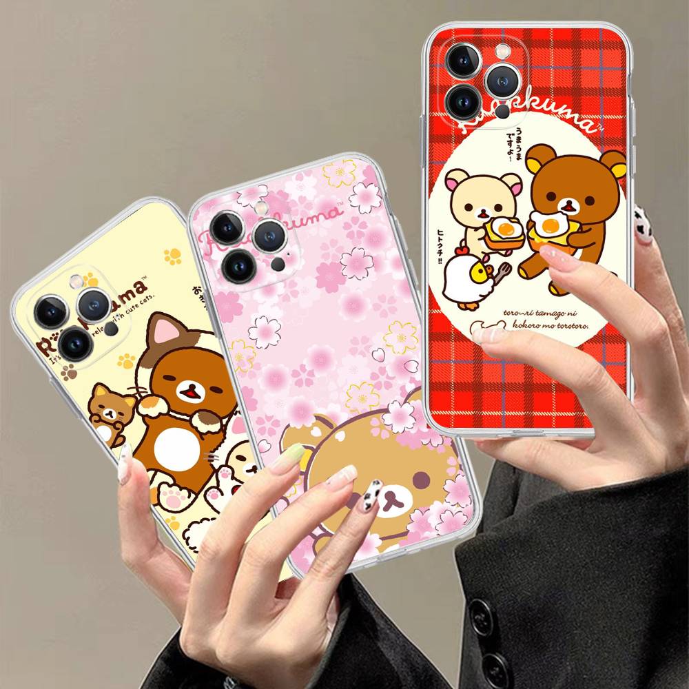 Популярный Милый Прозрачный Чехол Для Телефона С Медведем R-rilakkuma Для IPhone 17 Air 16 Pro Max 15 14 13 12 11Plus Ударопрочный Чехол